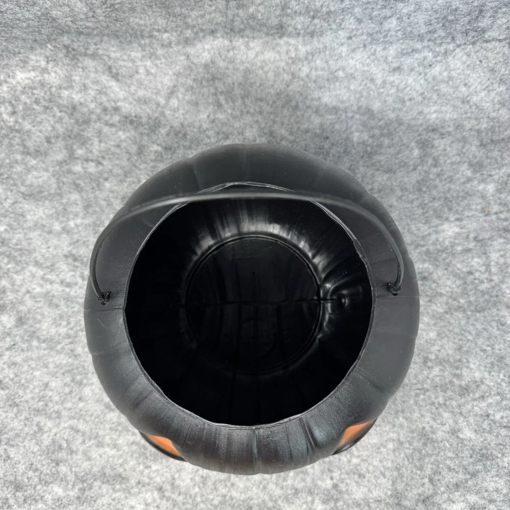 Vintage Black Halloween Large Pumpkin Blow Mold General Foam Candy Bucket USA
